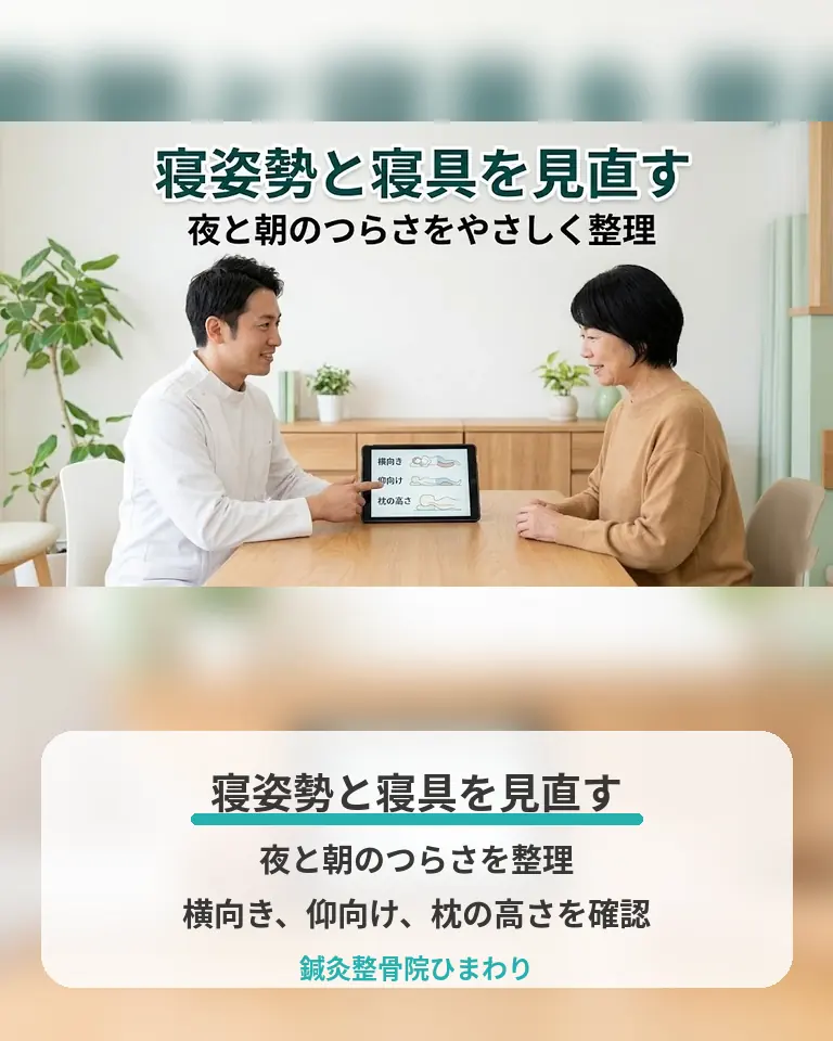 横須賀市の鍼灸整骨院ひまわりが坐骨神経痛で寝姿勢と寝具を見直すポイントを説明する画像