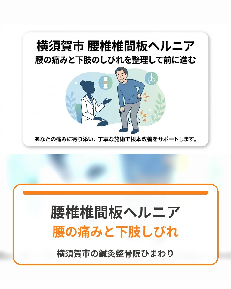 横須賀市で腰椎椎間板ヘルニアによる腰の痛みと下肢しびれを相談する画像 横須賀市の鍼灸整骨院ひまわりで腰椎椎間板ヘルニアによる腰の痛みや下肢のしびれを相談する方へ向けた画像