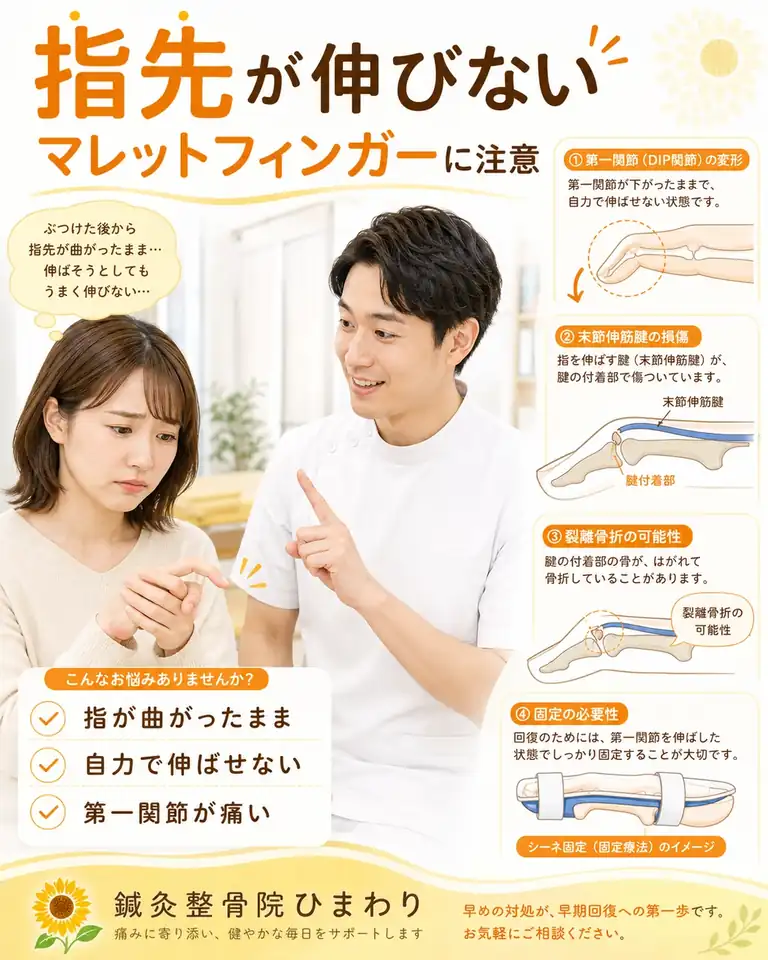 横須賀市でマレットフィンガー、指先が伸びない症状を相談 横須賀市でマレットフィンガーによる指先が伸びない症状にお悩みの方へ