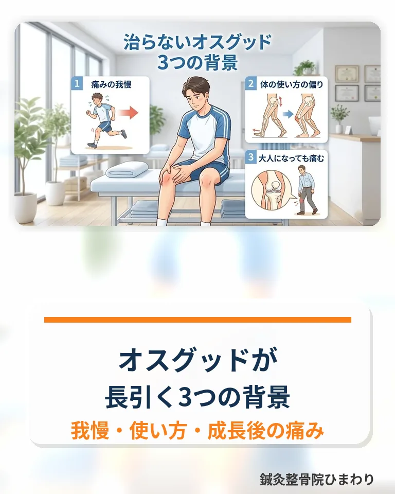横須賀市でオスグッドが長引く3つの背景を確認する 横須賀市でオスグッドが長引く背景を確認するスマホ用画像