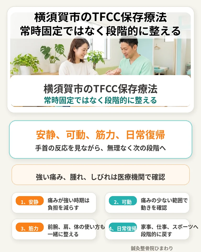 横須賀市でTFCC損傷の保存療法を段階的に進める流れを相談したい方へ向けたスマホ用画像