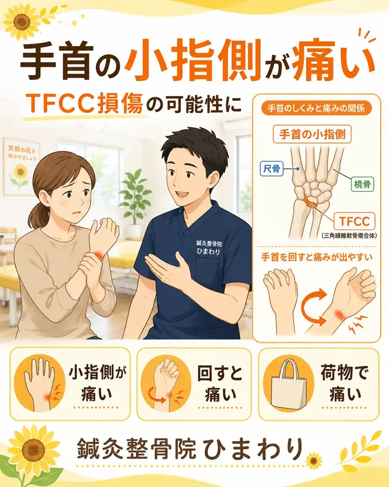 横須賀市の鍼灸整骨院ひまわりでTFCC損傷による手首の小指側の痛みを相談する方へ向けた画像