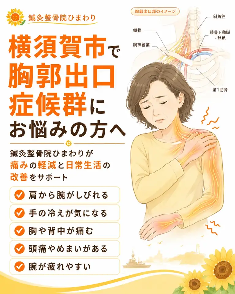 横須賀市で胸郭出口症候群、肩から腕のしびれを相談 横須賀市で胸郭出口症候群による肩から腕のしびれにお悩みの方へ